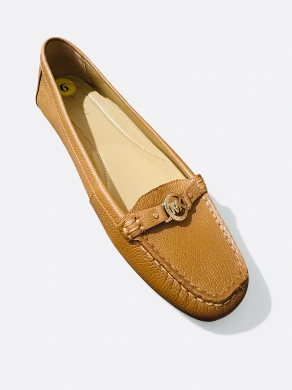Michael Kors May Tan Leather Gold Logo Moccasins - Picture 4 of 9